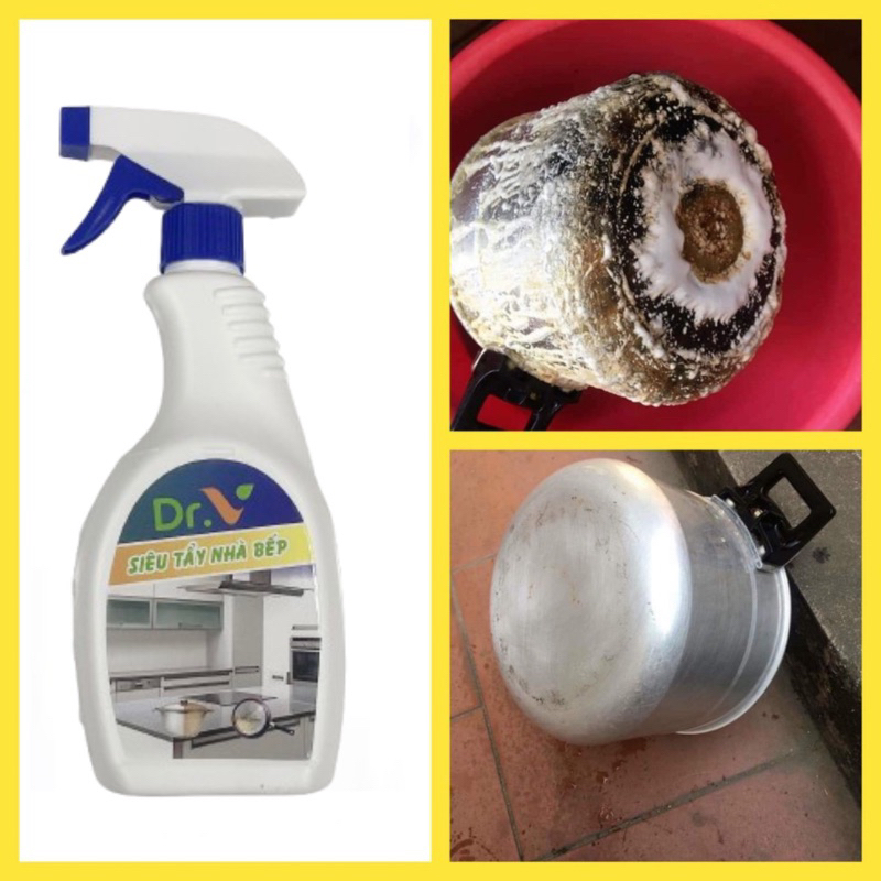 [ Giảm 60%] Tẩy dầu mỡ, tẩy nồi, nhà bếp, hút mùi, bếp gas, bếp từ, đáy xoong, đáy chảo Dr.V 500ml không mùi