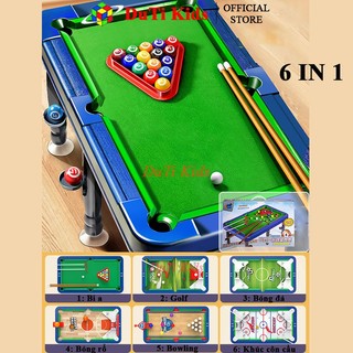  Đồ chơi thể thao bàn bi a mini 6in1 gồm bi a bóng đá bóng rổ bowling golf khúc côn cầu 