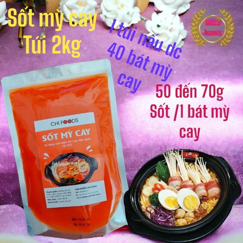 Sốt mì cay túi 2kg nấu được 40 bát mì cay