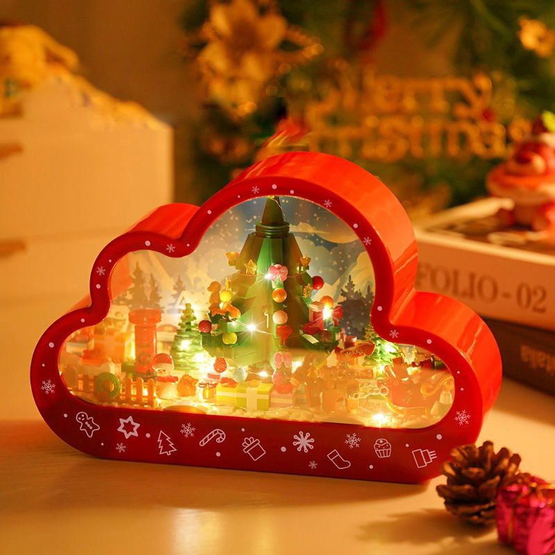 Đèn gương 2 chiều noel lego mô hình lắp cây thông giáng sinh handmade làm quà tặng người yêu bạn gái