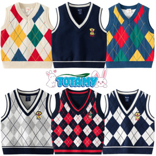  Áo len gile bé trai TOTAMY cổ tim len 2 lớp mềm mịn dày dặn họa tiết thời trang thu đông trẻ em 