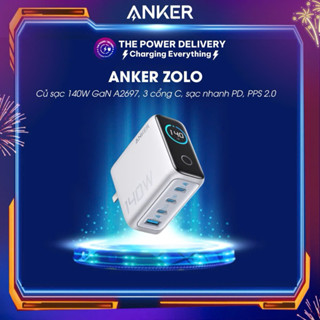 Củ sạc  Anker Zolo 140W GaN A2697, màn hình LED, 3 cổng Type C, sạc nhanh PD, PPS 2.0