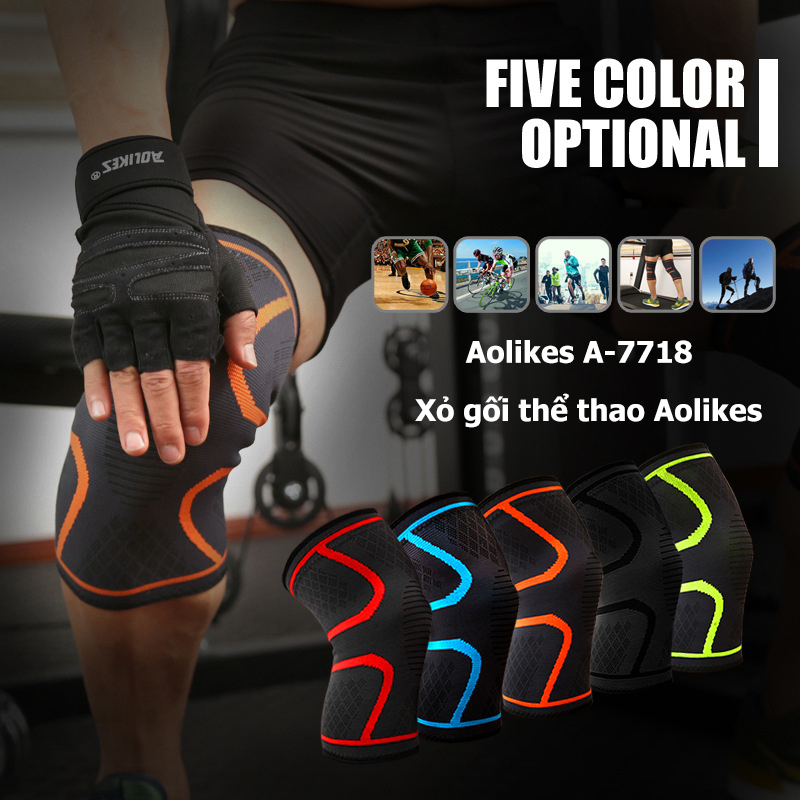 Bó Gối Aolikes A-7718, Xỏ Gối Thể Thao Aolikes Siêu Đàn Hồi, Bảo Vệ Đầu Gối