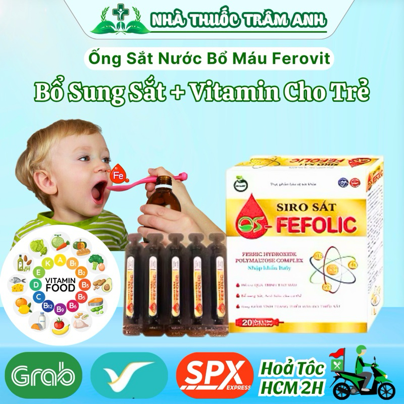 Siro Bổ Sung Sắt Cho Trẻ Em Fefolic - Tăng Cường Tạo Máu, Hỗ Trợ Giảm Thiếu Máu, Acid Folic 20 Ống