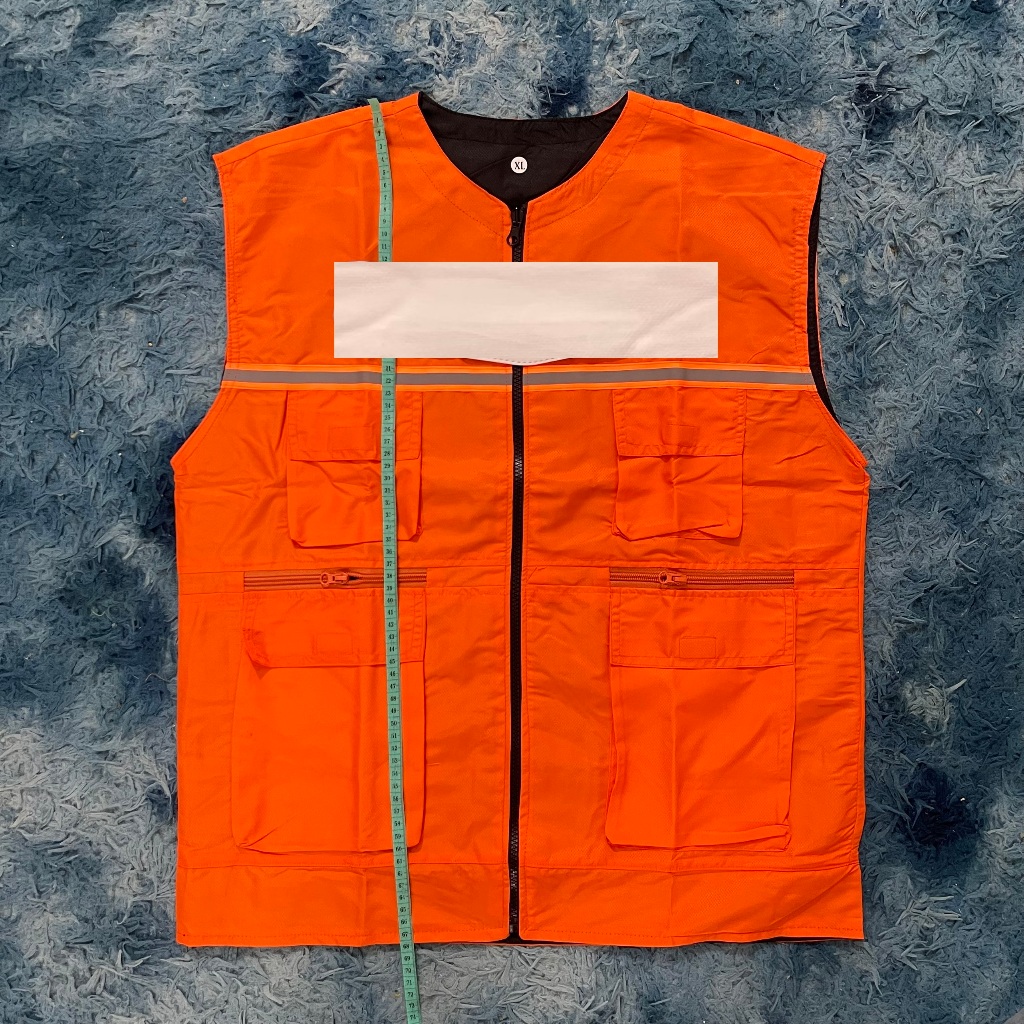 áo gile sp 6 túi, mặc được 2 mặt cam đen Full size đủ logo