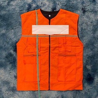 áo gile sp 6 túi, mặc được 2 mặt cam đen Full size đủ logo