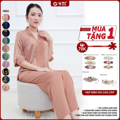 Bộ Lụa Gấm Đi Chùa Cao Cấp Và Sang Trọng Bigsize Tặng Mẹ Tay Ngắn Có Túi Nhiều Mẫu 3359 3360