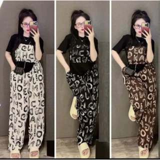 SÉT BỘ THUN TĂM LẠNH PHỐI QUẦN ỐNG suông NỮ WOMEN top ONG nhung (đơn) 885  áo sơ mi thường loang