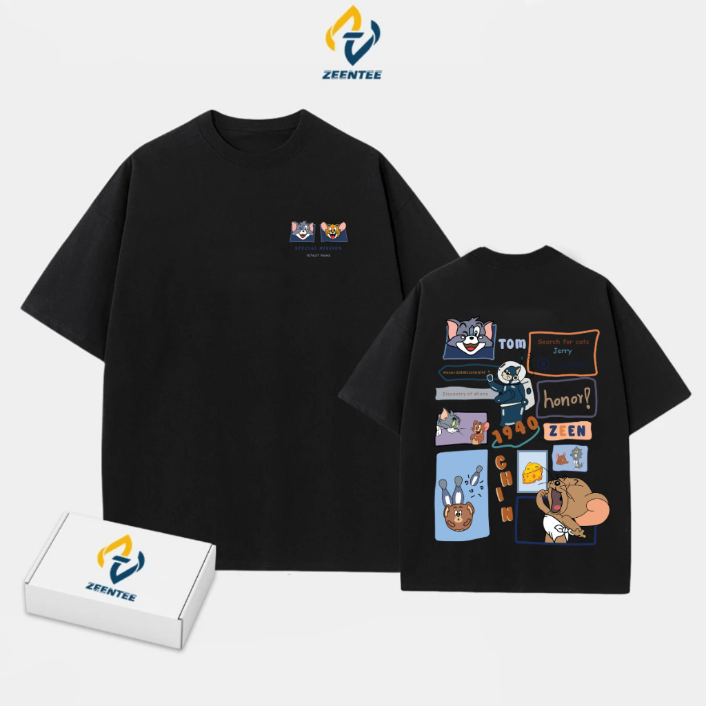 Áo thun nam nữ in hình Tomm và Jerryy chất vải cotton 250gsm co giãn, thấm hút mồ hôi Zeenteestd