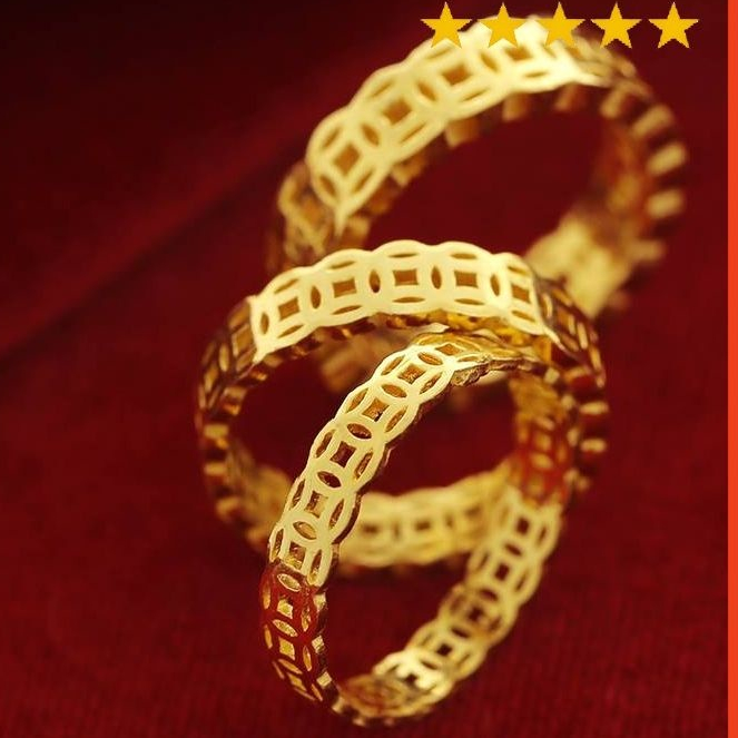 Nhẫn Kim Tiền Xi Mạ Vàng Cao Cấp Nhẫn Kim Tiền Tài Lộc Bền Đẹp