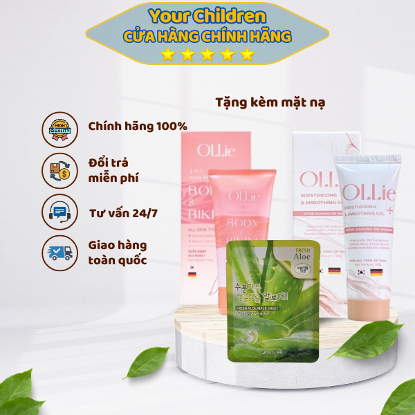 💯Combo Kem Tẩy Lông & Gel OLLIE tặng mặt nạ 3W CLINIC - Giúp chăm sóc, dưỡng ẩm, phù hợp mọi loại da