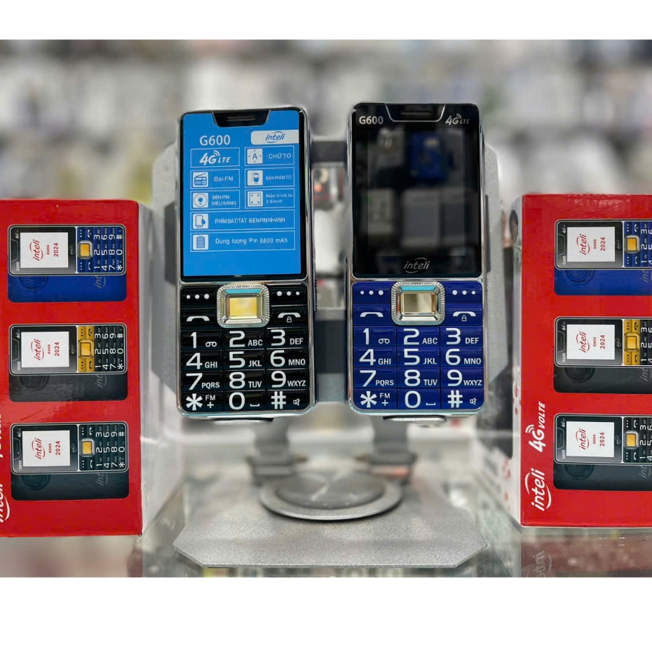 Điện thoại người già inteli G600 (Máy Dùng Sim Viettel) sóng khỏe, loa to, bàn phím to, hai đèn pin 