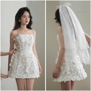 Đầm cưới năng động TRIPBLE T DRESS đính hoa nổi - size S/M/L