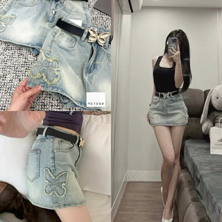 CHÂN VÁY JEANS NGẮN TRƠN THÊU SIÊU HOT