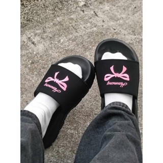 Dép quai ngang nơ Harmony xinh cute .Cá tính, fom rộng hack chân, đế cao 4cm-Dép quai ngang