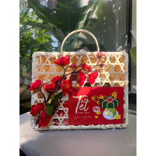 Hộp đựng quà tết, Giỏ đựng quà Tết mây tre đan, quà trung thu, có quai xách[KHÔNG KÈM PHỤ KIỆN]