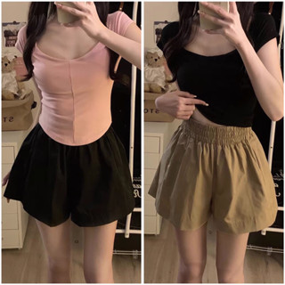  Combo 2 quần short phồng cạp chun đen và nâu có Bigsize 