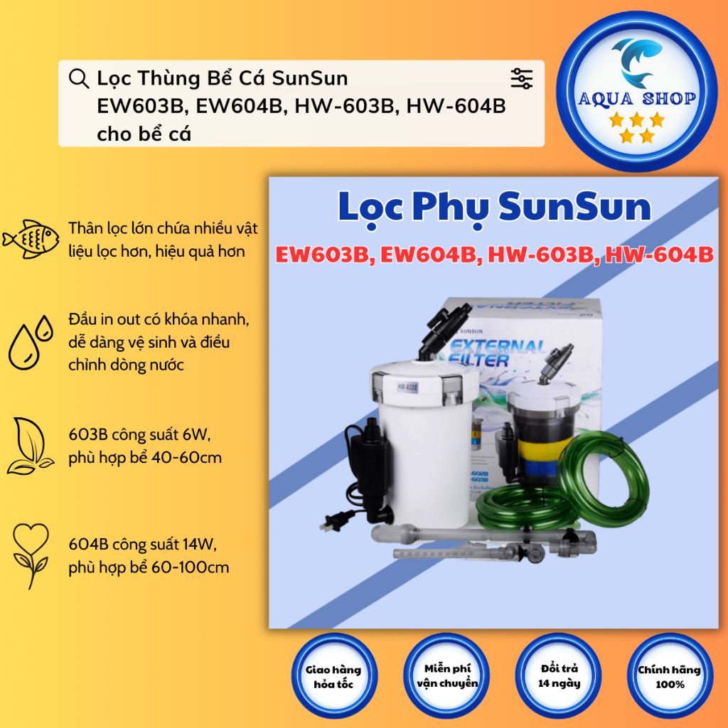 Lọc Thùng Sunsun EW603B, EW604B, HW-603B, HW-604B - Máy Lọc Ngoài Sunsun EW-603B , EW-604B, HW-603B,