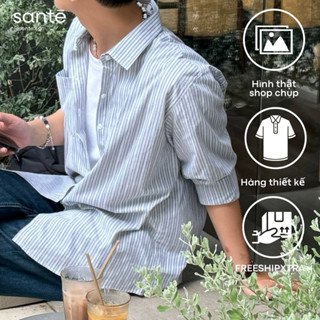 Áo sơ mi kẻ sọc nam - vải cotton form suông có túi ngực - HENRY STRIPED SHIRT by SANTÉ STUDIO