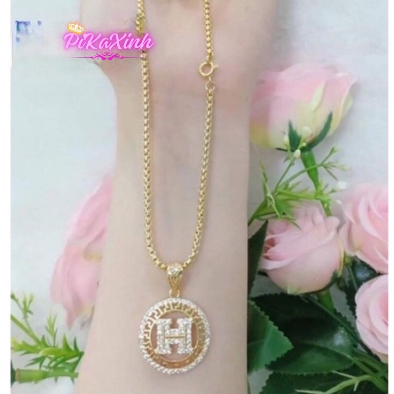 dây chuyền mạ vàng chữ công mặt H nam nữ đều đeo được.MTS0748+MTS1206