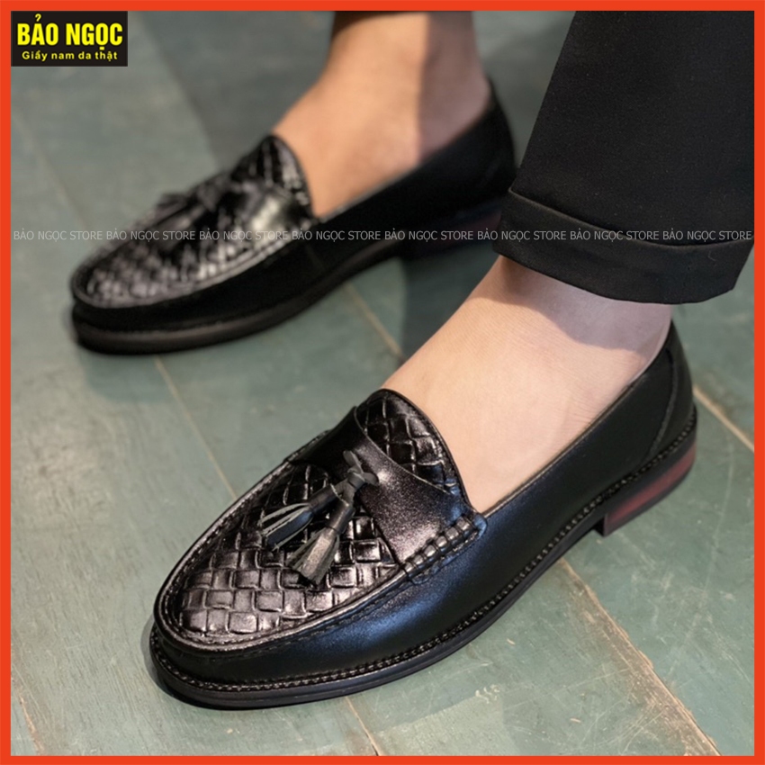 Giày loafer nam đế phíp cao cấp - Giày lười nam da bò loại 1 - Bảo hành nổ da + Bong đế 12 tháng - M