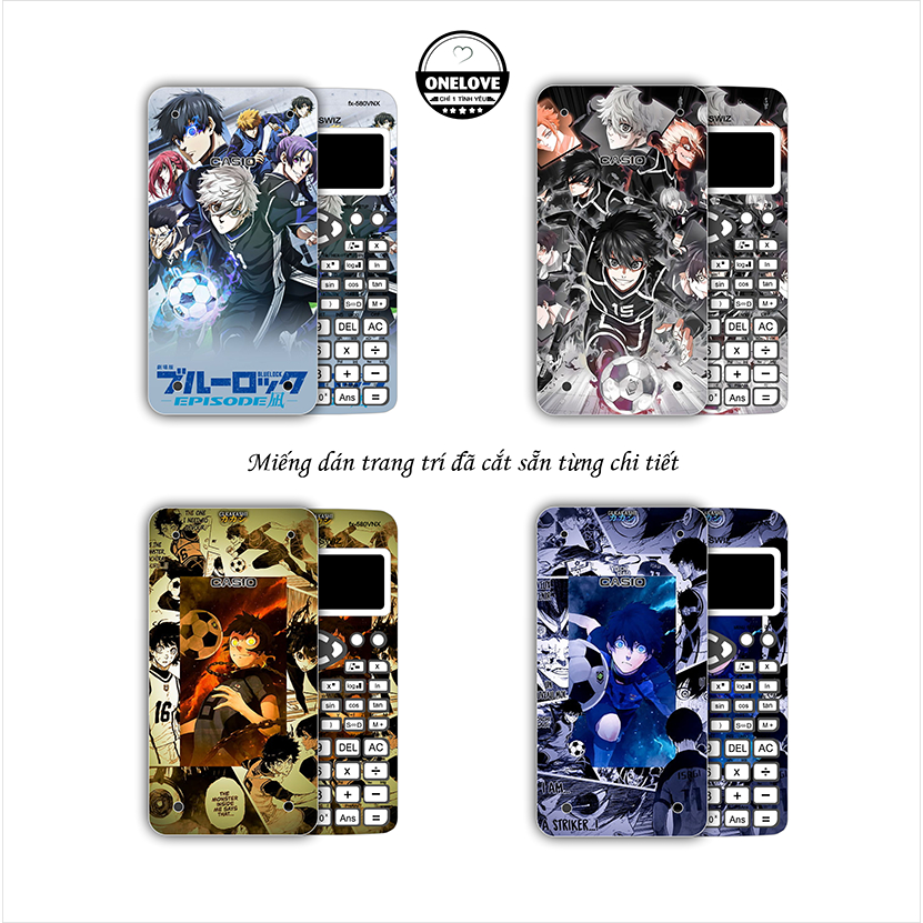 MIếng dán skin mẫu Blue Lock cho máy tính bỏ túi Casio FX 580VNX , 570VN Plus , 570 ES , 880 BTG ,..