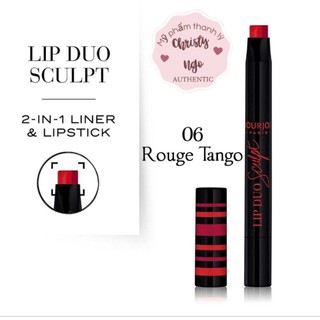   XUẤT SẮC KHỎI BÀN  SON BÚT CHÌ 2 MÀU BOURJOIS LIP DUO SCULPT 06 ROUGE TANGO 