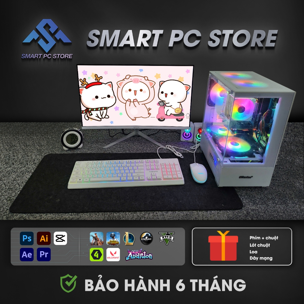 Bộ Máy Tính Gaming Full Trắng Core i7 Ram 16Gb Card GTX 750 Chơi Mượt Game LOL, PUBG, FIFA CF AUDITION...