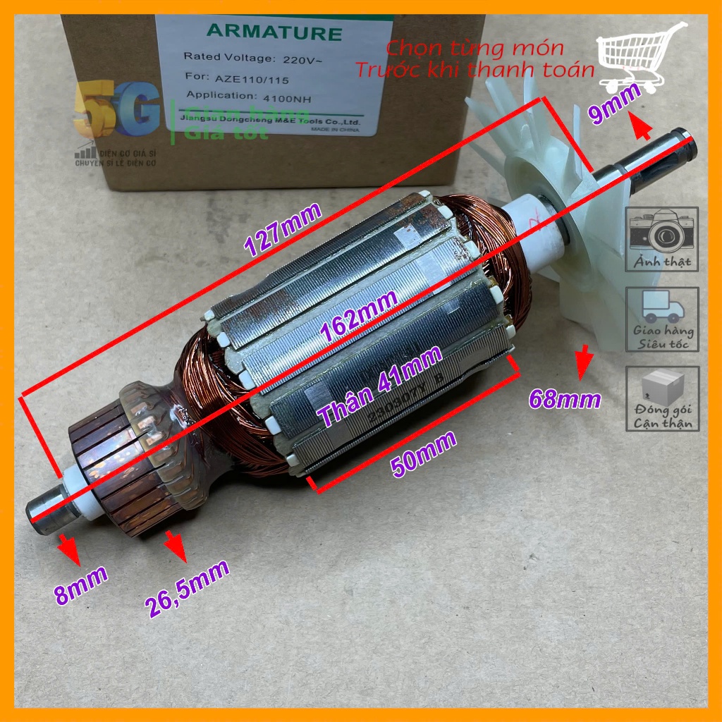 Rotor Chính Hãng DCA Máy Cắt Gạch Makita 4100 Hoặc Máy DCA AZE110/115 Sử Dụng Chung 100% Dây Đồng