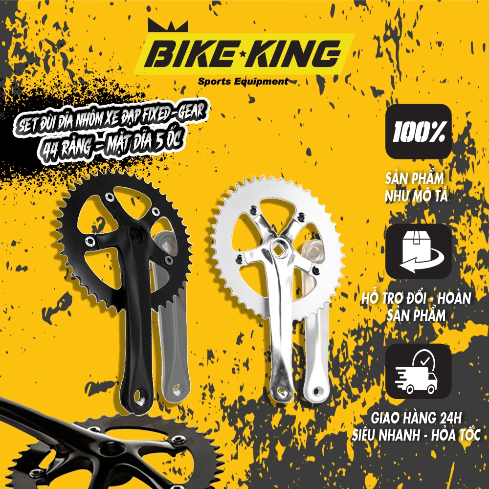 Đùi Đĩa Fixed-Gear, BMX 5 Chấu Cơ Bản Chất Liệu Nhôm Sáng Bóng - Độ Dài Chân 170mm & 44 Răng