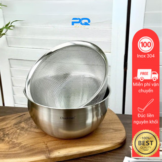 Bộ chậu rổ vo gạo rửa rau củ quả chockmen inox 18 10 đa năng 