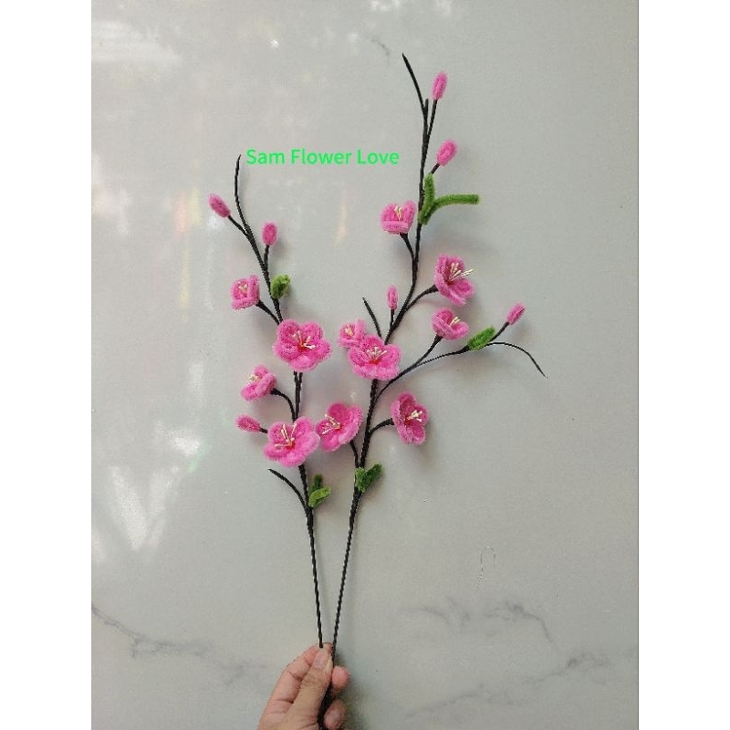 cành hoa đào kẽm nhung trang trí tết