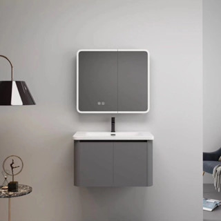 Bộ Tủ Lavabo phòng tắm - Tủ Gương Led + Sấy chất liệu chậu men sứ khung nhôm cao cấp KT80x47x48- KT60x47x48cm