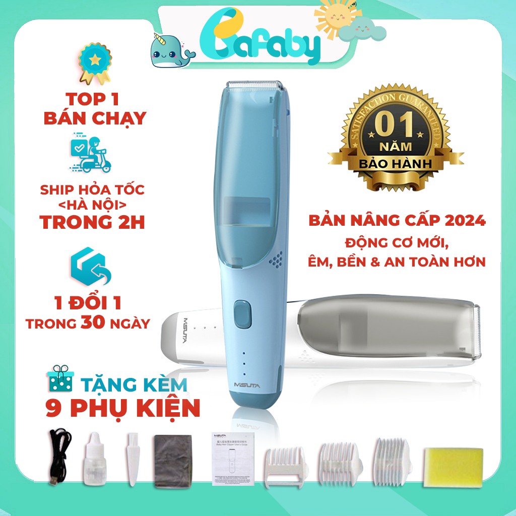 [Thế Hệ 2] Tông Đơ Cắt Tóc Cho Bé Dùng Ngay Cả Khi Bé Ngủ Có Sạc Pin Rời Kèm Bộ Phụ Kiện Bafaby Kids - 040