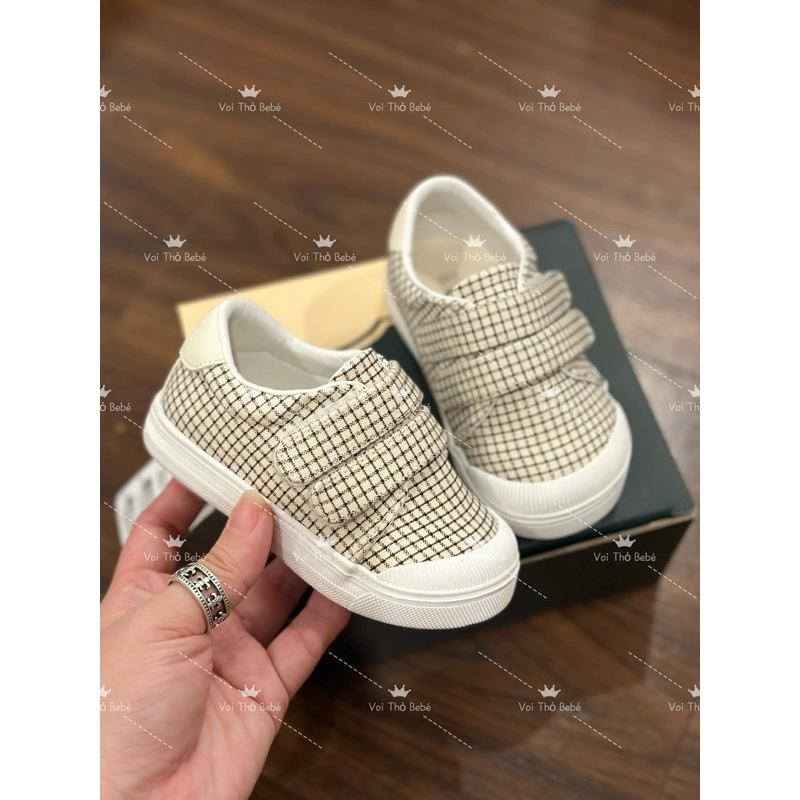 Giày thể thao Moimoln caro quai dán xinh xỉu cho bé trai và bé gái hàng săn sale Hàn Quốc