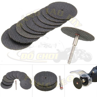  Bộ 10 đá cắt sắt mini phi 32mm + 1 Trục giữ đá cắt. Dùng cho máy khoan cắt mài cầm tay 
