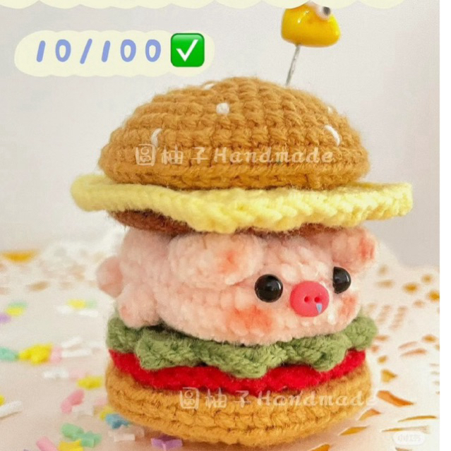 móc khoá hamburger heo con/bánh len/heo len siêu cute