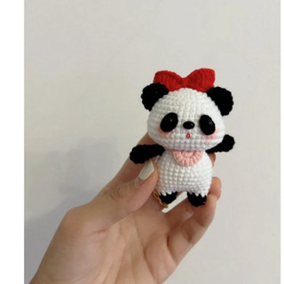 móc khoá gấu trúc len handmade