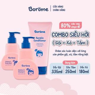 [ Combo SIÊU HỜI 80% các mẹ chọn ] Combo dầu gội + dầu xả + sữa tắm trẻ em Borome công thức dịu nhẹ, dung tích 335ml