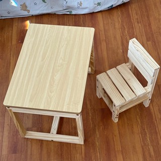 Bộ bàn ghế ăn dặm, học bài, chất liệu gỗ thông nhập khẩu - dành cho bé từ 1-5 tuổi