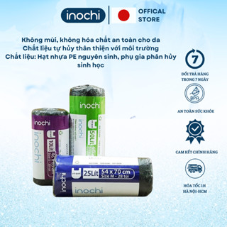 Túi đựng rác tự phân hủy sinh học Inochi Có Quai Màu Đen Dài Hơn 20% 4 cuộn 10L 25L 50L