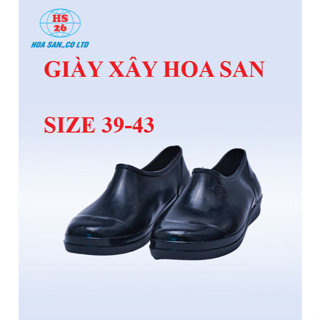 Ủng cao su lao động cổ ngắn Hoa San size 39-43, giày lao động cao su, giày xây cao su