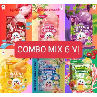 COMBO MIX 6 VỊ - Kẹo Dẻo Trái Cây Lột Vỏ 3D BoBo Cokoc Xoài, Nho, Đào, mix trái cây nhiệt đới 75g