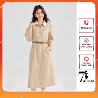  Váy dáng dài đầm nhung nữ dài tay thiết kế công sở nữ tính phối cổ sơ mi  trẻ trung thanh lịch 7.Beautiful 