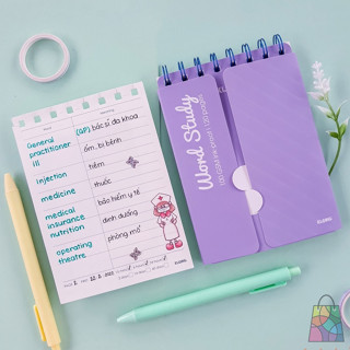 Sổ học từ vựng tiếng anh Klong Word Study A6 120 trang, MS 916, Sổ học từ mới tiếng anh, Flashcard