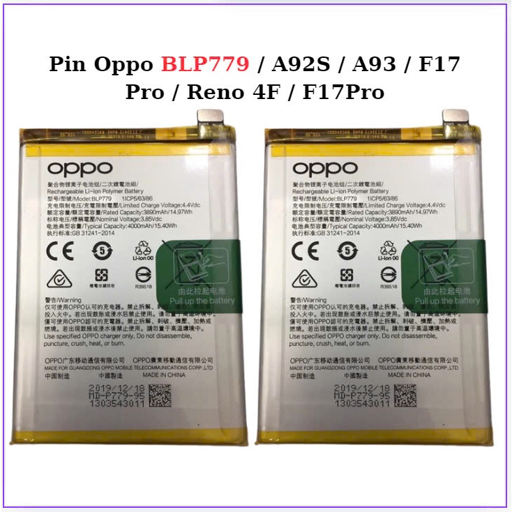 Pin oppo blp779 / a92S / a93 / f17 Pro / reno 4f / f17 pro,mới