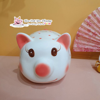 Heo đất lợn đất chấm bi gốm sứ đựng tiền tiết kiệm size 2 và size 3