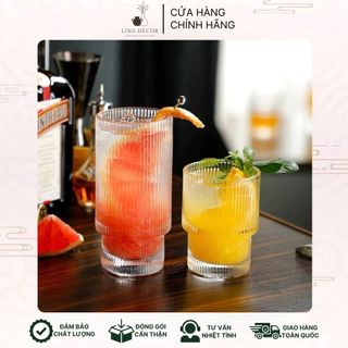  Ly Thuỷ Tinh Cốc Thuỷ Tinh 2 Tầng Sọc Dọc Hãng Deli Cao Cấp Dùng Uống Trà Cafe Sinh Tố Decor Pha Chế,... 