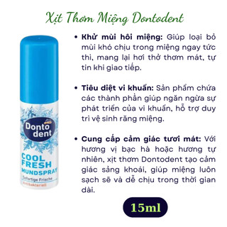 XỊT THƠM MIỆNG, KHÁNG KHUẨN DONTODENT ĐỨC 15ML
