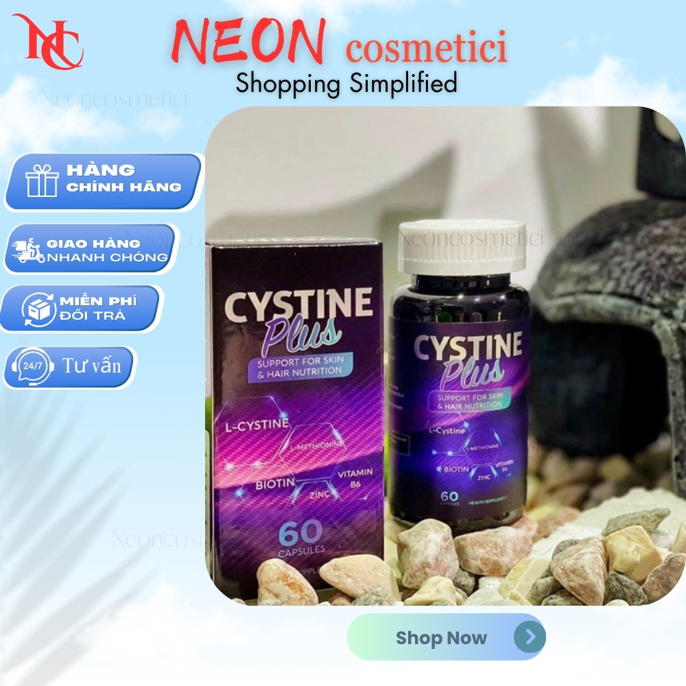 [CHÍNH HÃNG] VIÊN UỐNG CYSTINE PLUS GIẢM MỤN, NGĂN RỤNG TÓC, GIẢM SẮC TỐ DA HỘP 60 VIÊN